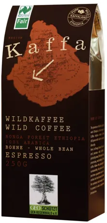 Kaffa - divoká etiopská káva, espresso, zrnková, 250 g